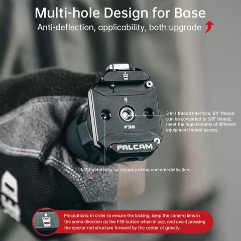 FALCAM F38 Быстросъемная база с несколькими отверстиями Быстросъемная система База с резьбой 1/4" и 3/8" для штатива-монопода-стабилизатора