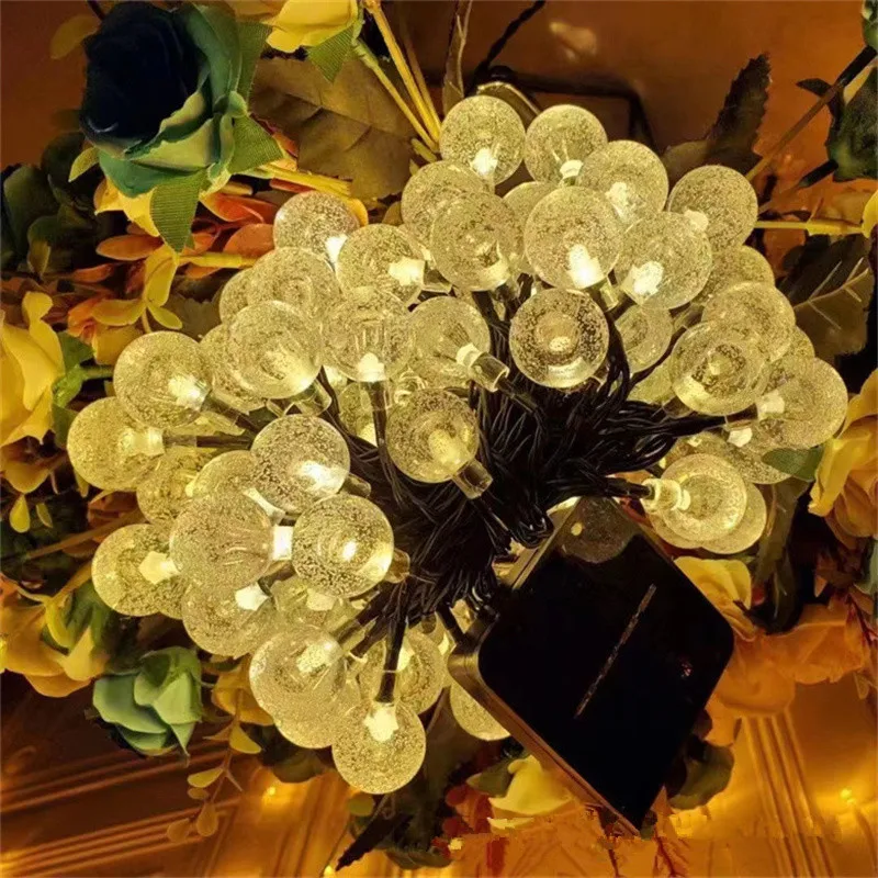 

Solar String Lights Outdoor 100 Led Crystal Globe Lights Waterproof Solar Festoon Fairy Light Christmas Garden Party Decoration