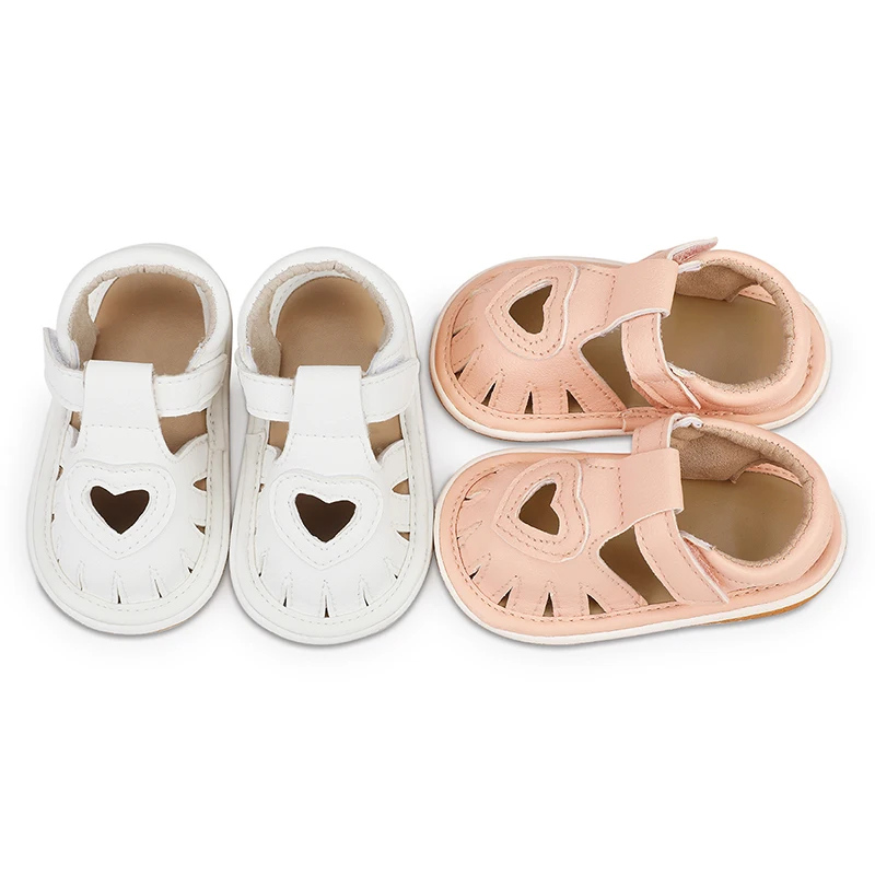 

Summer Newborn Baby Girls Sandals Heart Design Hollow Out Breathable Anti-Slip Rubber Shoe Toddler Squeaky Shoes