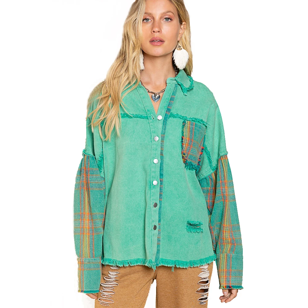 Женские куртки и пальто на зиму 2022 потертые джинсовые рваные джинсы в стиле