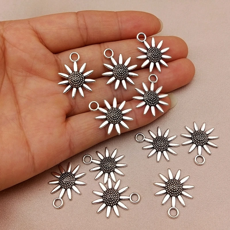 

Youga10/20/30 шт./упак. 18*22 мм Серебряный цвет подвеска в виде цветка солнца ювелирные изделия Аксессуары для DIY изготовления ожерелья серьги брело...