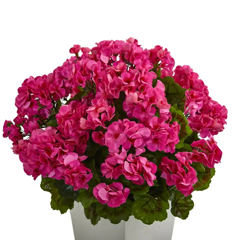 

in. Geranium Artificial Plant in White Planter UV Resistant (Indoor/Outdoor)