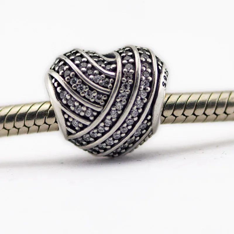 

Искрящиеся шармы в форме сердца, праздничные подарки, оригинальные аксессуары из серебра 925 пробы для женщин, браслет «сделай сам», женские бусины для изготовления ювелирных изделий