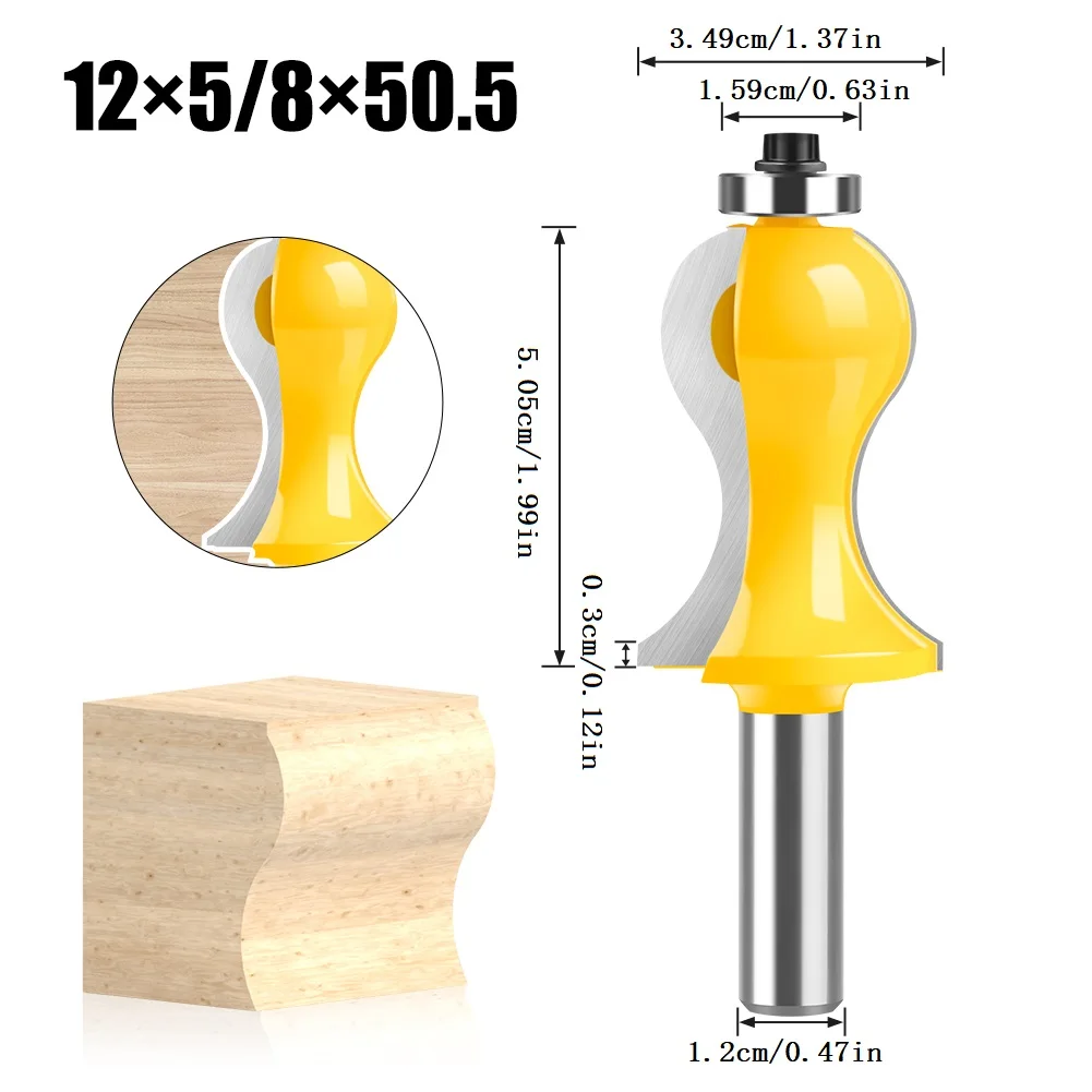 Поручень для бутылок, 12 мм, фреза с хвостовиком, лестничный резак, деревообрабатывающий фрезерный станок, резак для резьбы, линейный резак, дверной резак