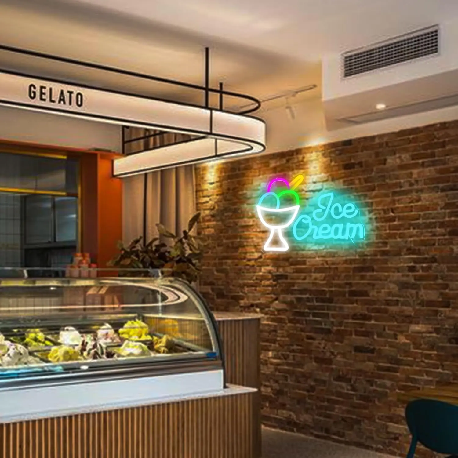 Неоновая Вывеска Для Декора Стен С Мороженым Красочная Фотография Вечеринка По