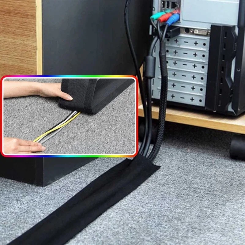 

1M Soft Cable Grip Cover Cord Organizer Wire Sleeve Floor Carpet Cable Protector Wall Office Desk Trunk Home Storage Accessories