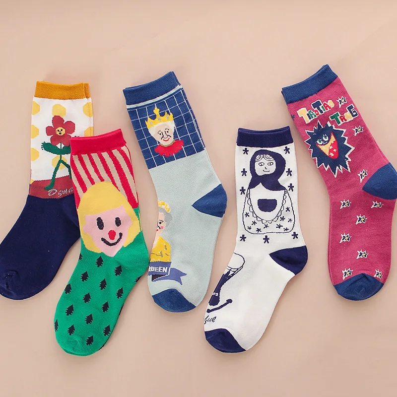 New cartoon animation sports leisure tide socks cotton sweat-absorbing women's socks