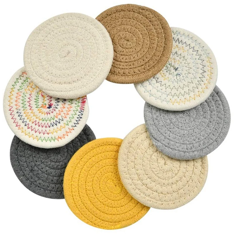 

Braided Cup Coasters,Cotton Round Woven Cute Coasters Drink Absorbent Woven Coasters,Thicken Braided Coasters For Drink