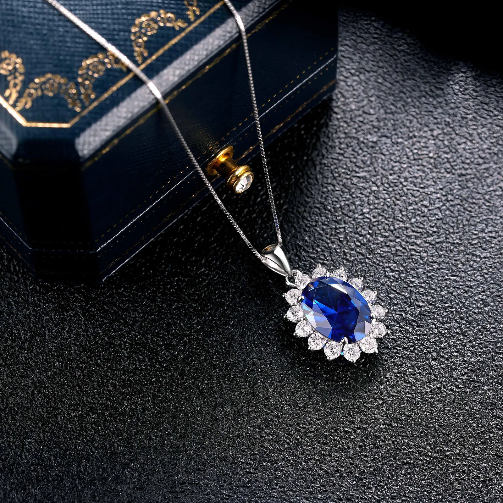 Цепочка женская из серебра 925 пробы с овальным сапфиром 6 4 карата