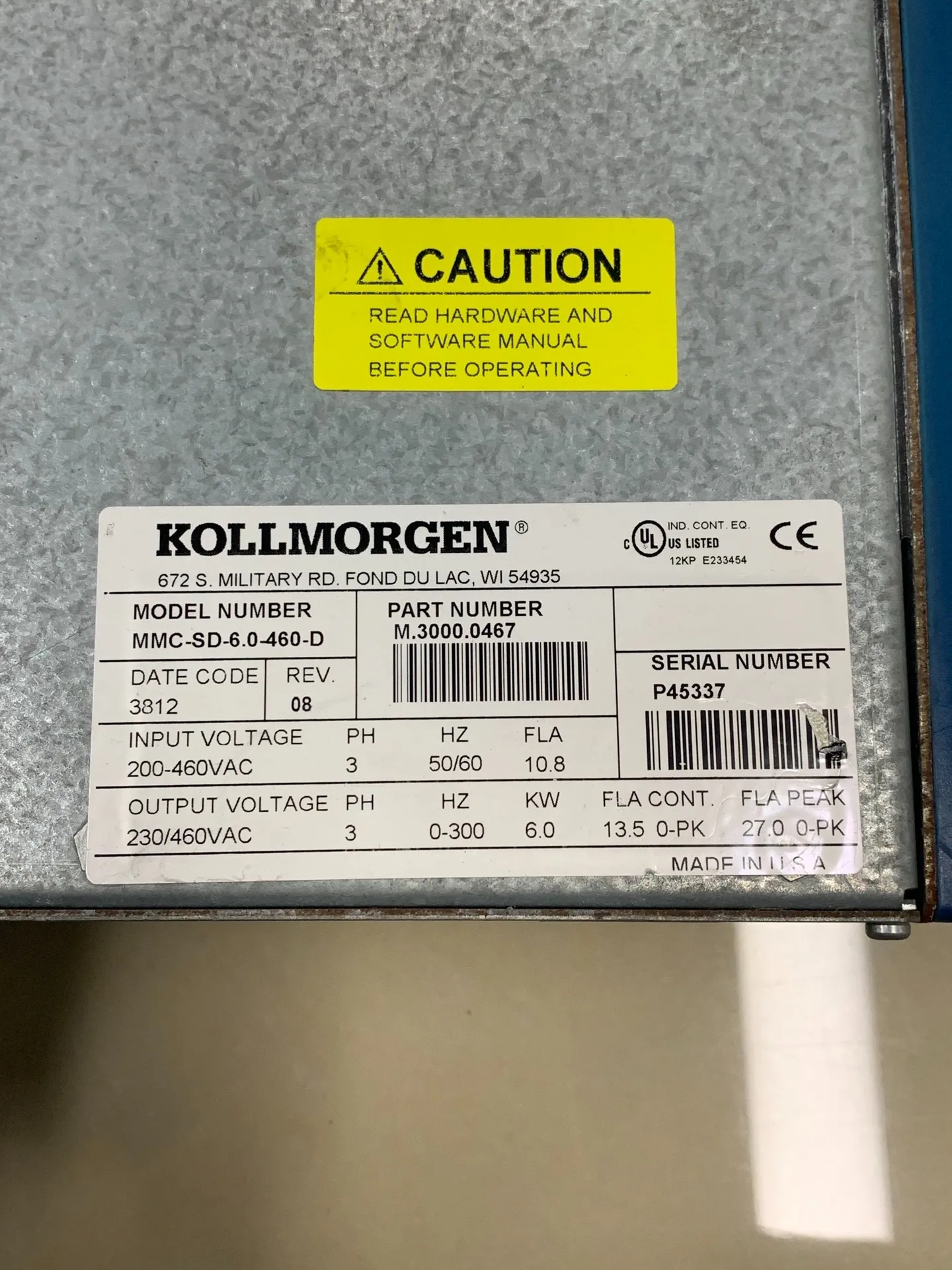 MMC-SD-6.0-460-D сервопривод для Danaher