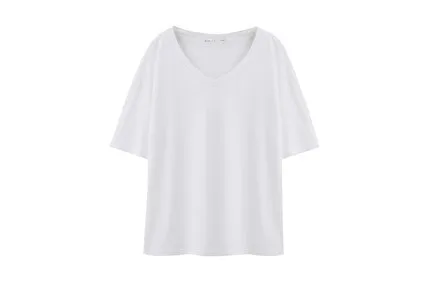 

Short-sleeved T-shirt women's summer new style solid color V-neck thin cotton loose multi-color fshion simple nd verstile
