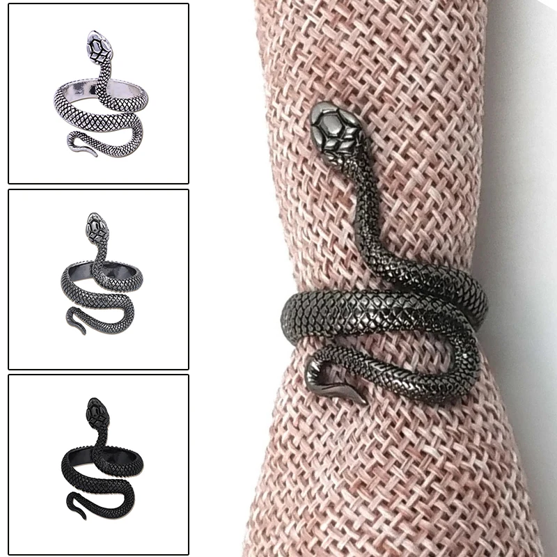 

Snake Ring Vintage Silver Color Opening Knuckles Rings For Women Girl Jewelry Punk Hip Hop Couples Winding Bands Accessories