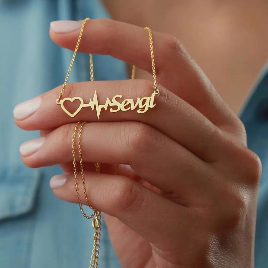 

Custom Heartbeat Name Necklace Women Girl Jewelry Stainless Steel Gold Color Nameplate Nurse Necklace Friend Gifts