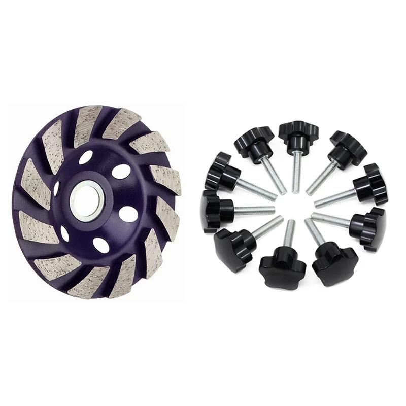 

100mm Diamond Grinding Wheel with 10 Pcs M8 x 40mm x 32mm Clamping Knob Thread Replacement Star Hand Knob