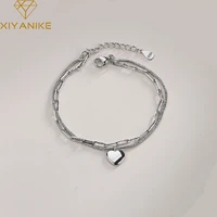 xiyanike 2022 new fashion heart shape bracelets for women double layers snake chain bracelets punk jewelry girls gift pulseras