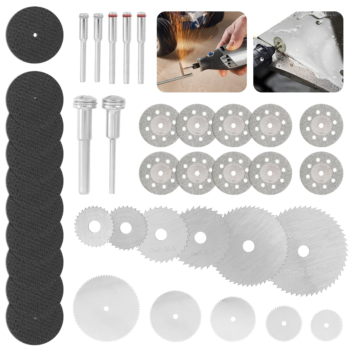 

37pcs Mini HSS Circular Saw Blade Rotary Tool For Dremel Metal Cutter Power Tool Set Wood Cutting Discs Drill Mandrel Cutoff