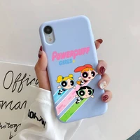 bandai powerpuff girls phone case for iphone 11 12 13 mini pro xs max 8 7 6 6s plus x xr solid candy color case