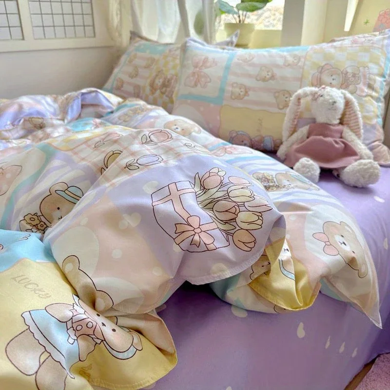 

Комплект постельного белья из микрофибры DZQ Kawaii 4 шт