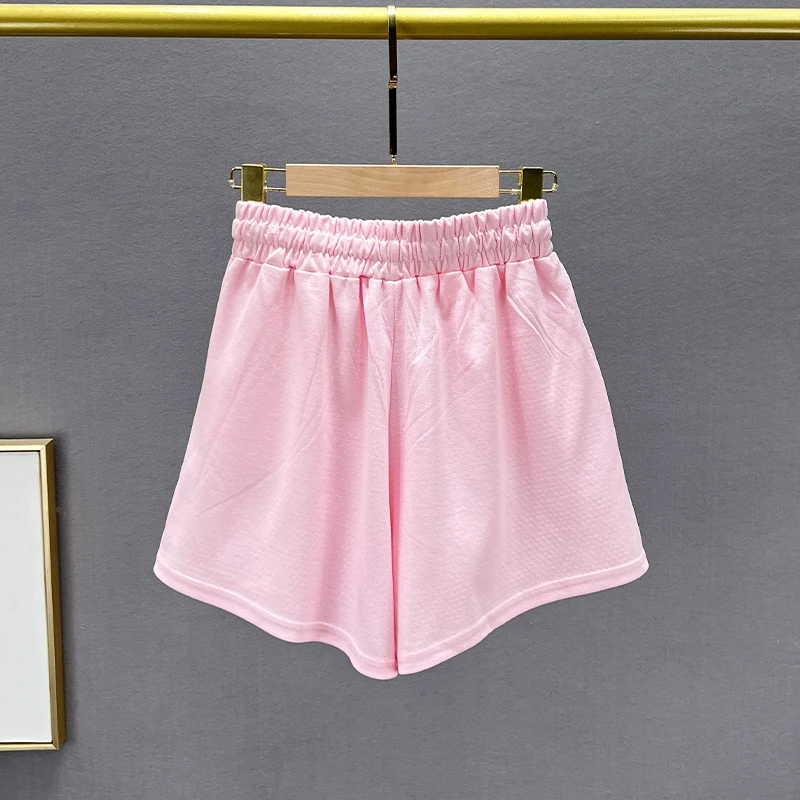 Rhinestone Casual Shorts Women's Clothing Ultra-Thin 2023 New Summer Lace-up High Waist Loose And Slimming Wide Leg Booty Pants