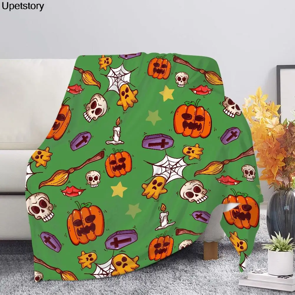 

Upetstory Throw Plush Blanket Pumpkin Print Fleece Blankets for Bedroom Bed Sleeping Comfortable Bedspread Home Sofa Couverture
