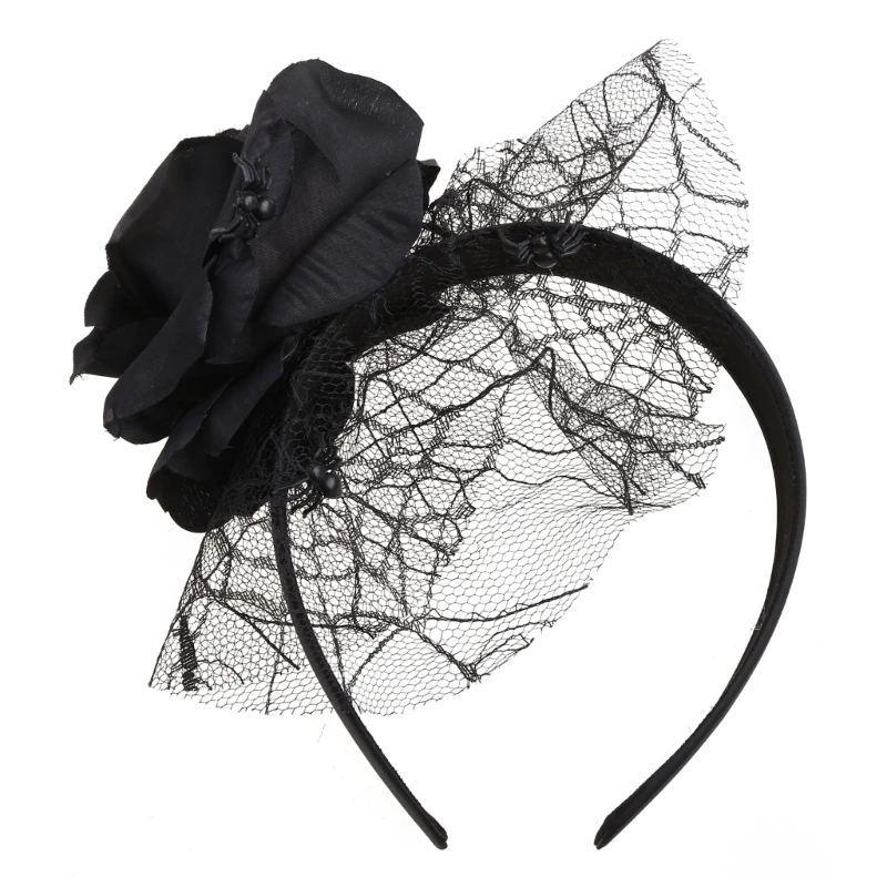 

Хэллоуин День мертвых повязка на голову бархатная цветочная роза обруч для волос ужас череп паук косплей фестиваль головной убор