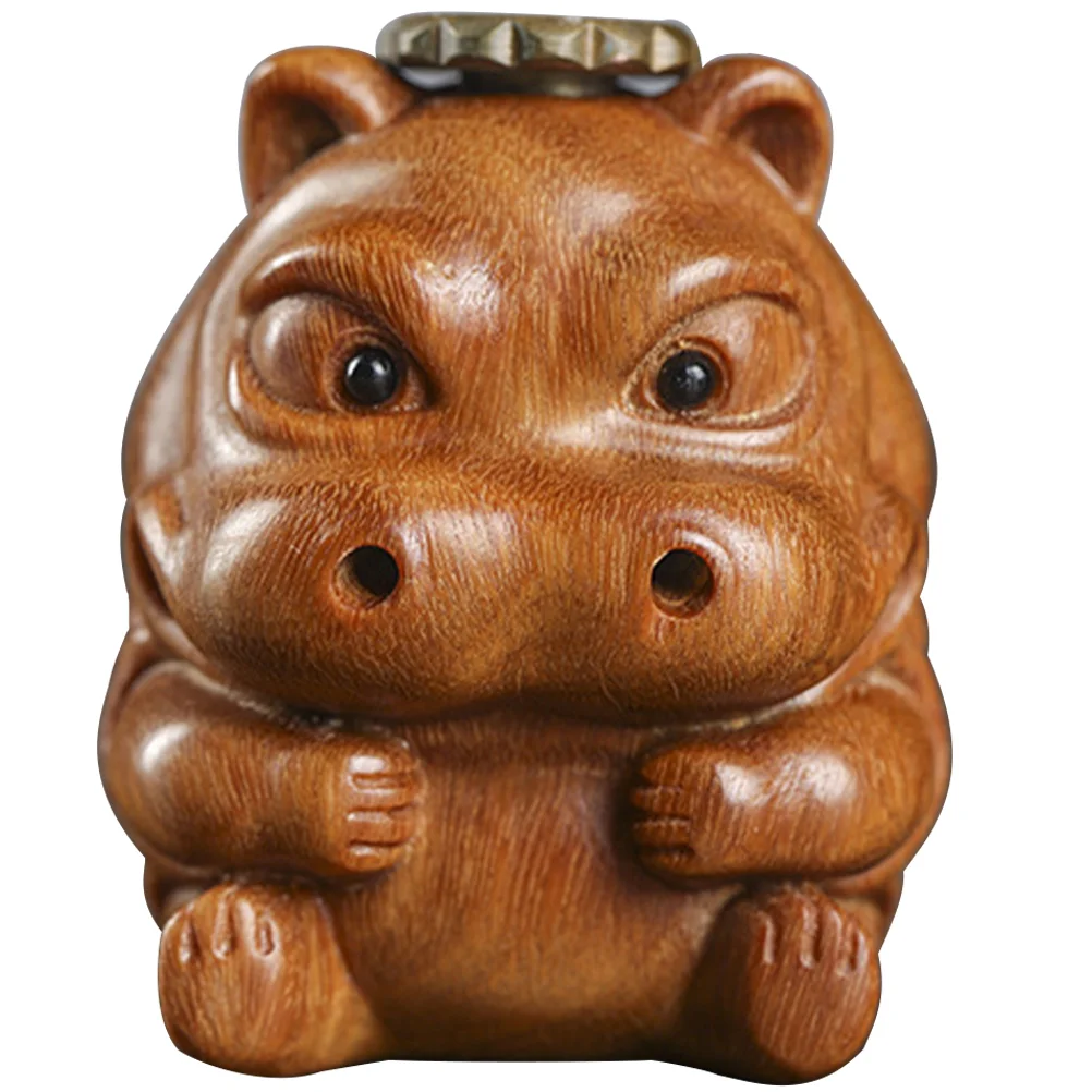 

Holder Hippo Backflow Burner Cone Censer Wood Wooden Tabletop Statue Stick Cones Carved