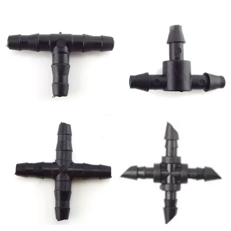 

50 Pcs 1/4" water tee Connector splitter 4/7 mm hose garden watering irrigation tee barb Drip Irrigation Fittings accessori