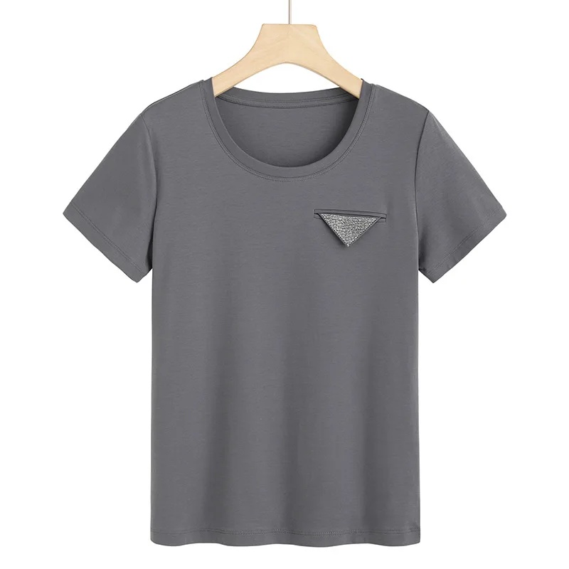 

Women's summer round neck cotton short sleeve t-shirt Black