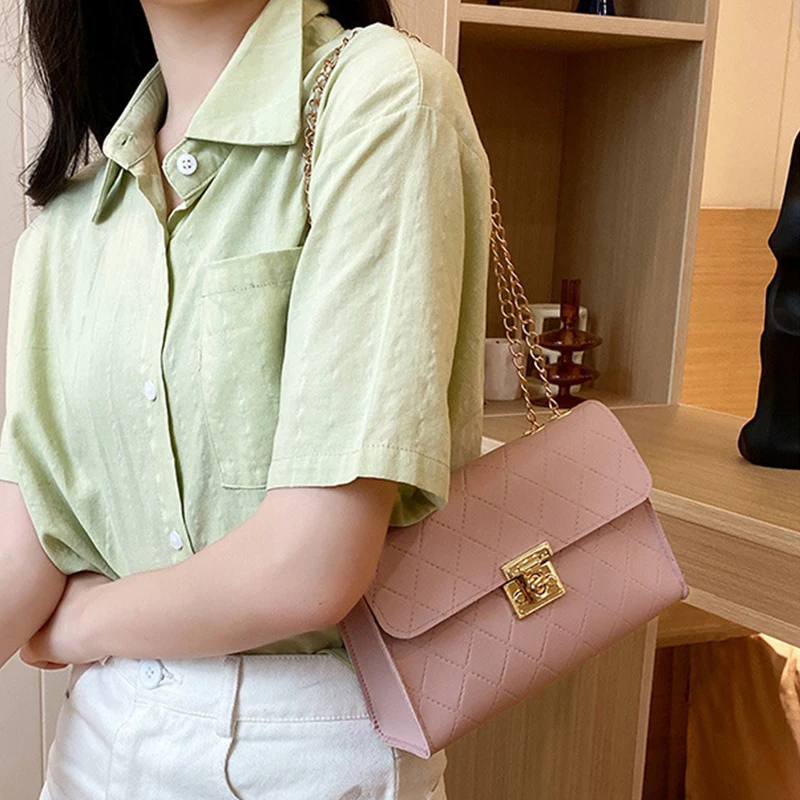 2023 New Fashion Women Messenger Bags Chain Shoulder Bags Small Square Bag Trend Luxury Brand Handbags Tote BagsTextured Bags