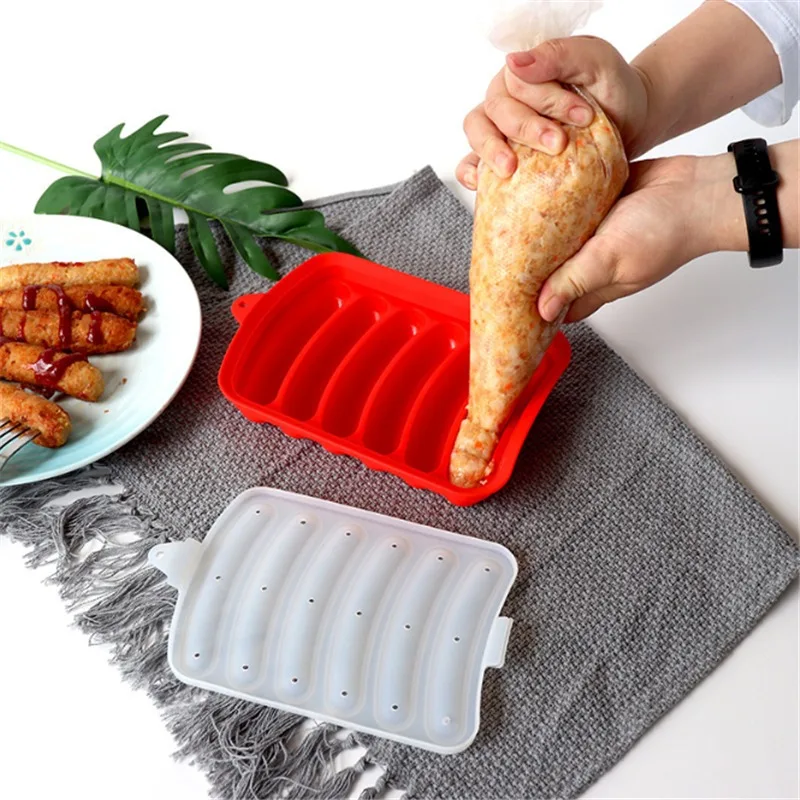 

Silicone Sausage Maker Mold Silicone Handmade Hamburger Hot Dog Mold Reusable Kitchen Accessories Gadget for Cake Baking Pie
