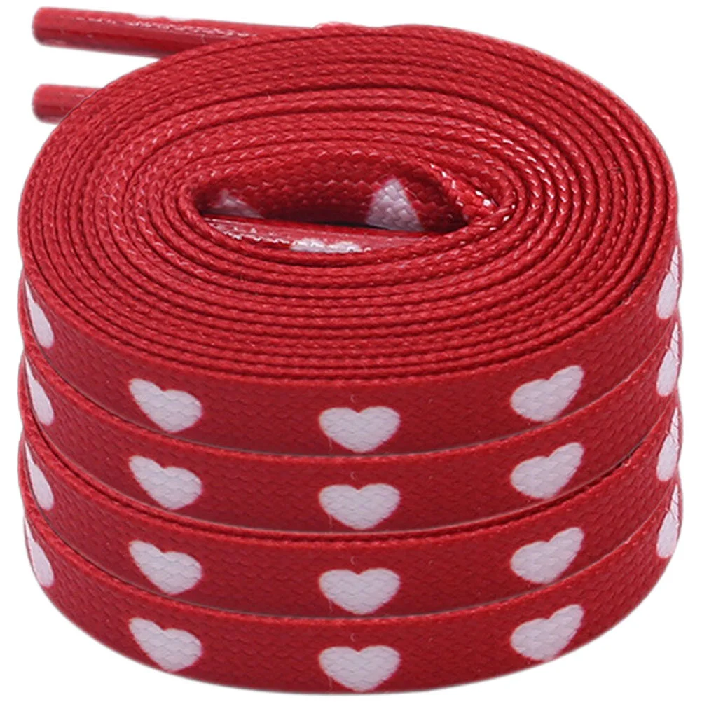 2 Pairs Red Bottom Heart-shaped Shoelaces Shoes Colorful Casual Strap Canvas Sneakers White Flat