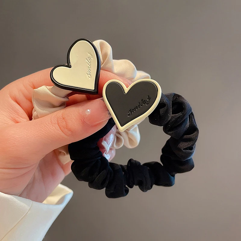

New Fabric Love Elastic Rubber Rope For Woman Girl Scrunchie Ponytail Holder
