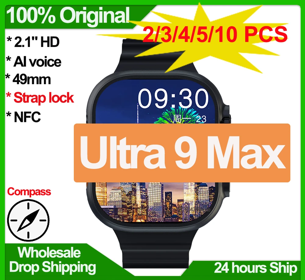 

NEW Series 8 Watch Ultra Smartwatch Men Women Ultra 9 MAX 2.1inch Wireless Charging Bluetooth Call NFC Compass Fashion