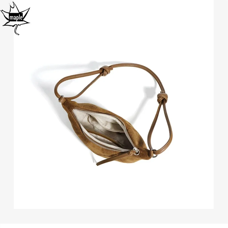 Женская сумка-Кроссбоди из натуральной замши с круассанами