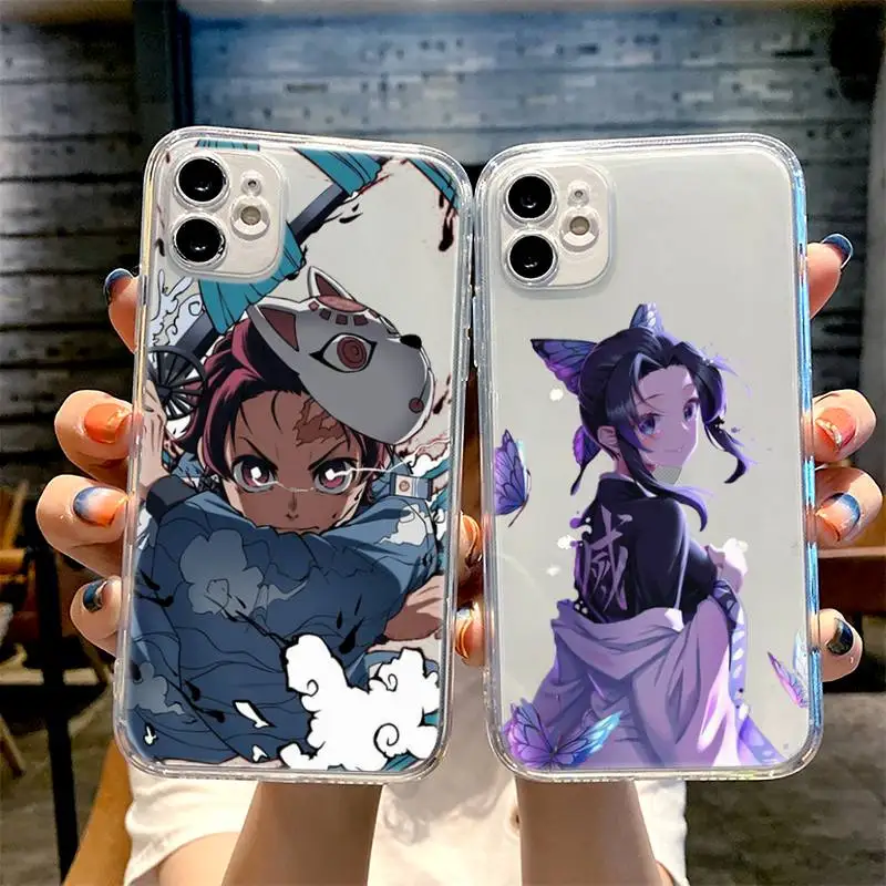 

Kimetsu No Yaiba Demon Slayer Phone Case For iphone 13 12 11 8 7 plus mini x xs xr pro max Transparent soft