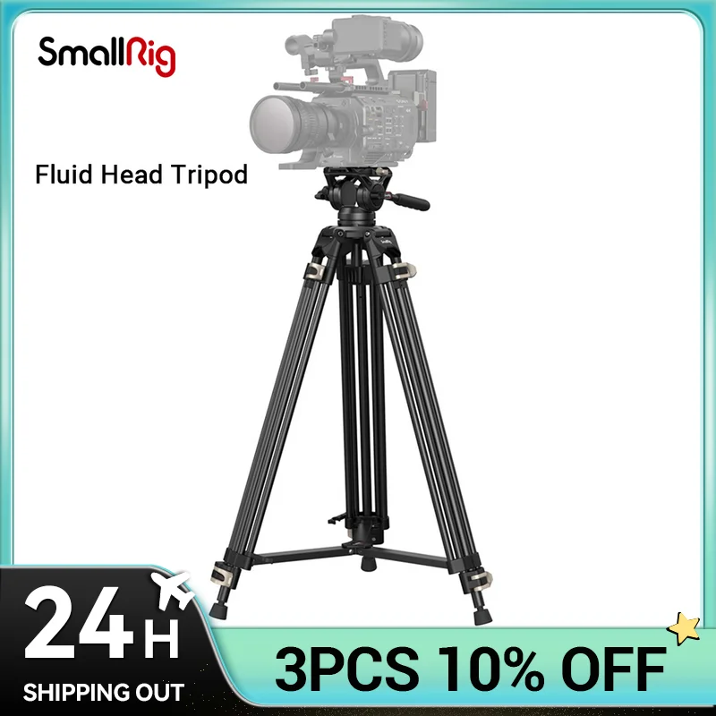 

SmallRig Video Tripod System, 73" Heavy Duty Tripod with 360 Degree Fluid Head and Quick Release Plate for DSLR Cameras3751