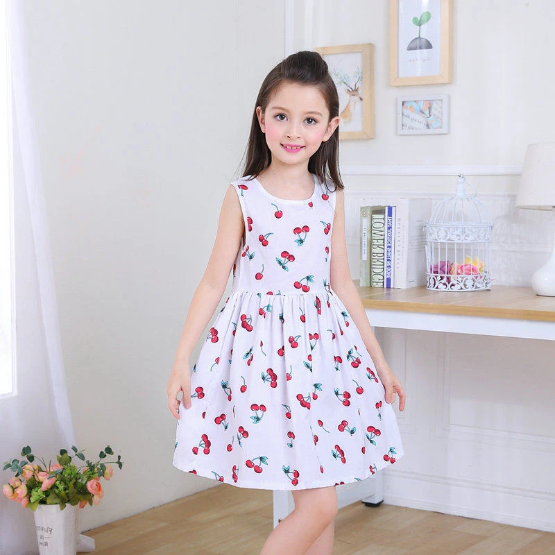 

Summer Girls Suspender Dress Children's Clothing Sweet Little Fresh Elegant Dress 7 Western Style Sling Dresses Kids 9 Years Old
