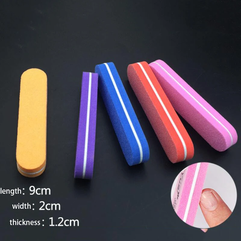 

10pcs NailFile 100/180 Double Side Nail Buffer Nail Files Sponge Grit Sanding Tools Washable Buffing Random