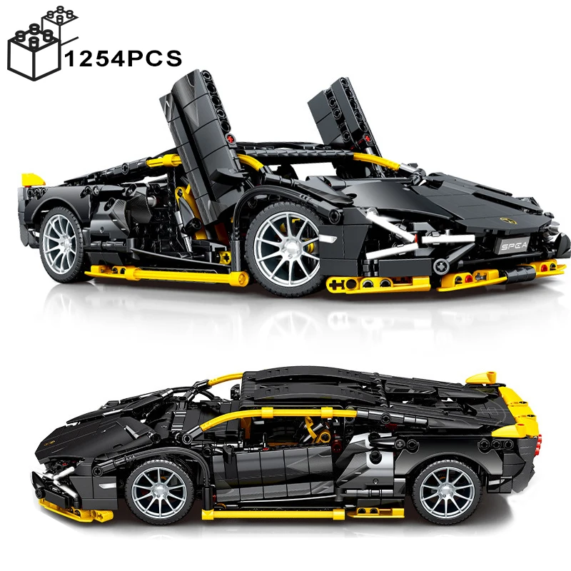 Blocs de construction de voiture de Sport Lamborghinie noire  haute technologie  véhicule Super