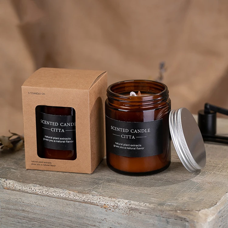 Домашняя стеклянная банка Свеча для ароматерапии воск растений в скандинавском