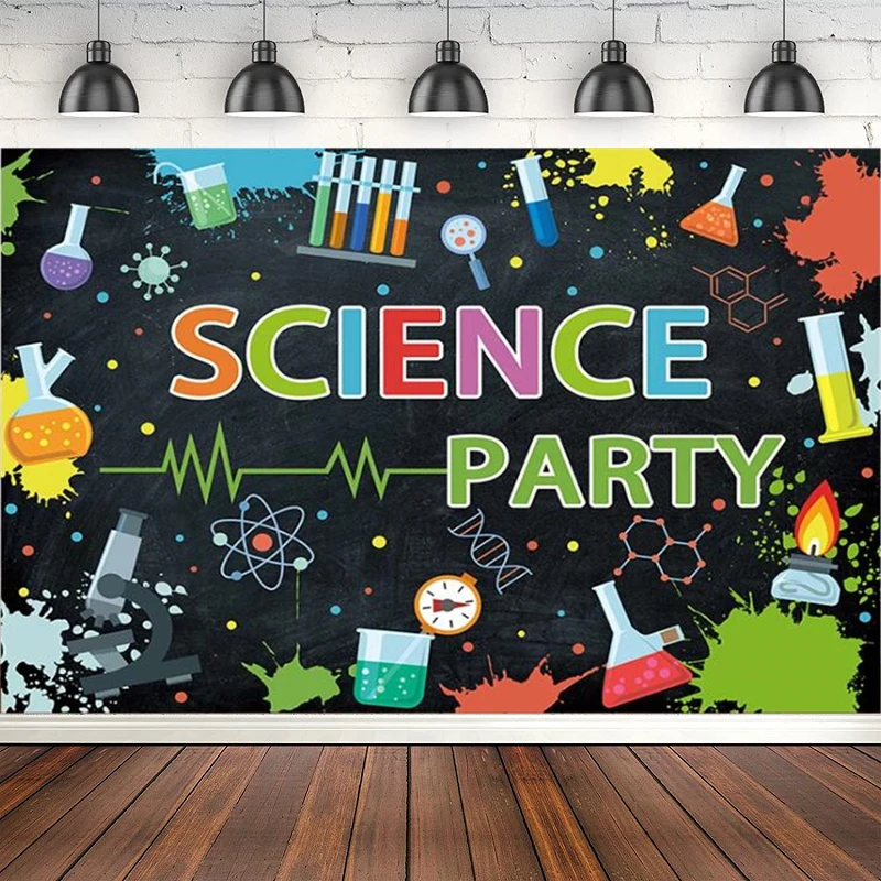 

Photography Backdrop Chemical Mad Science Fun Scientist Physical Children Birthday Party Decor Background Poster Photo Studio