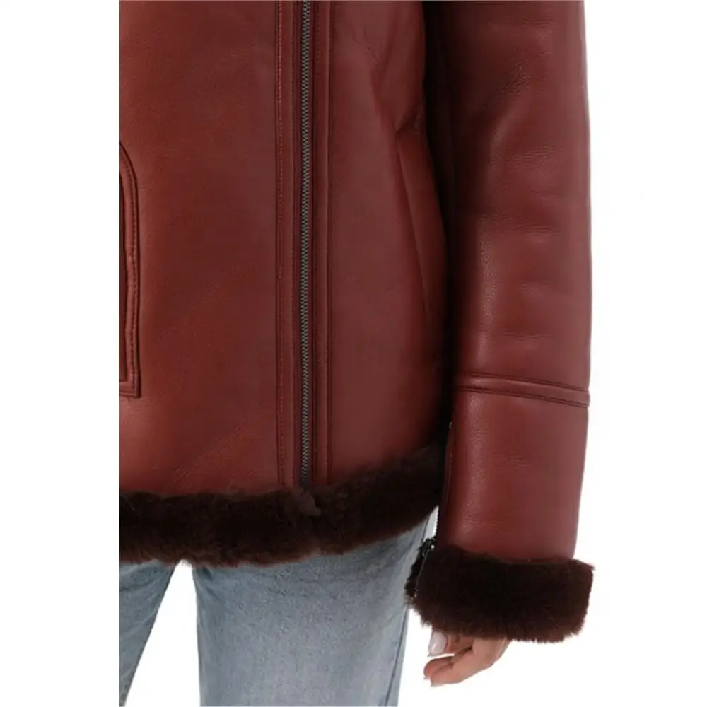 Women Winter Real Fur Thermal Zipper Jacket Long Sleeve Pocket Pure Color Fluffy Real Fur Coat Leisure Fashion Luxury Woman Fur