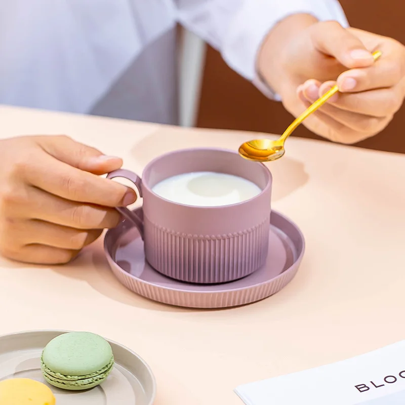 

250ml Exquisite Simple Ceramic Creative Mug Afternoon Tea Office Coffee Cup And Saucer Set Home Breakfast Milk Water Cups