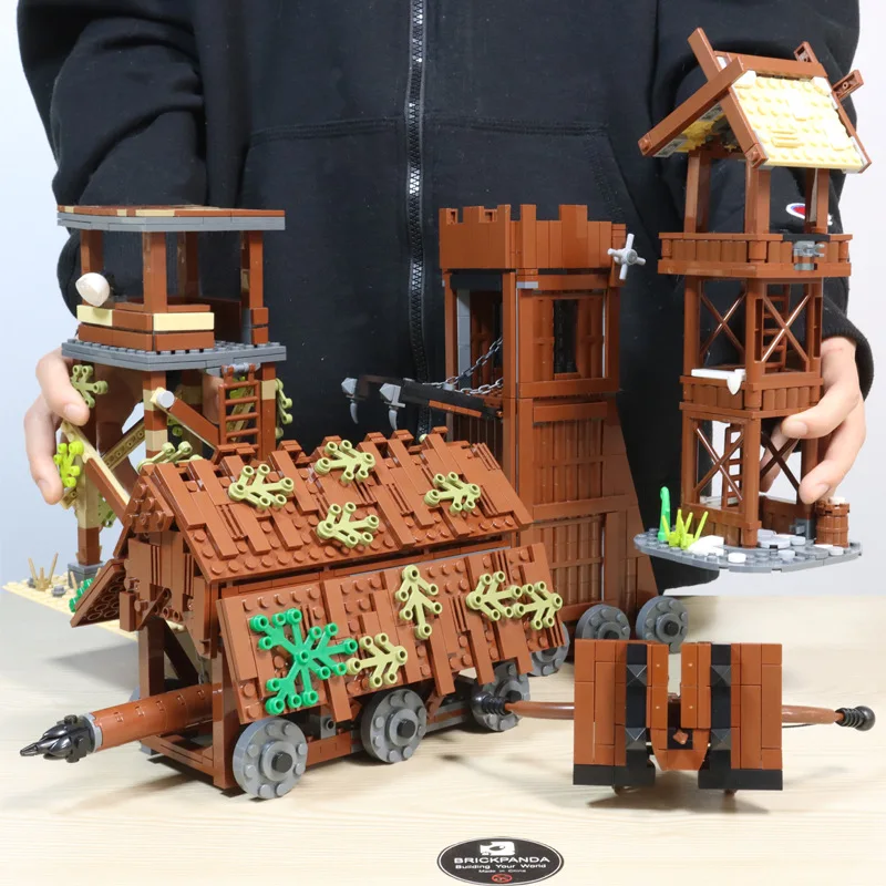 

MOC Military Rome Medieval War Guard Tower Building Blocks Crossbow Siege Vehicles Model Army Soldier Weapon Bricks DIY Toys