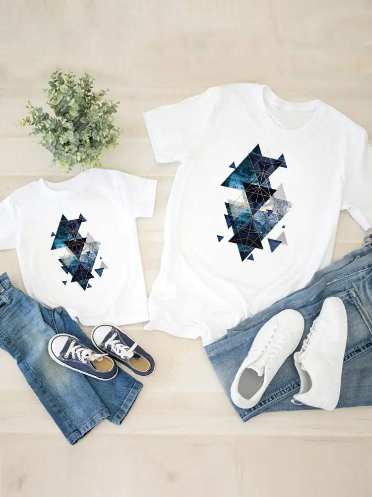 

Graphic T-shirt Tee Women Child Kid Clothing Boy Girl Summer Geometric Sweet New Trend Family Matching Outfits Mom Mama Clothes