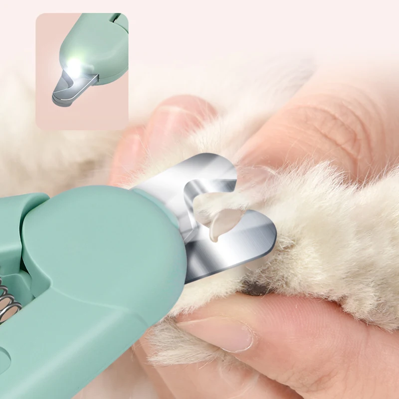 

Transparent Baffle Led Light Cat Nail Clippers Anti-blood Anti-spatter Pet Cleaning Tools Stainless Steel Dog Grooming Supplies