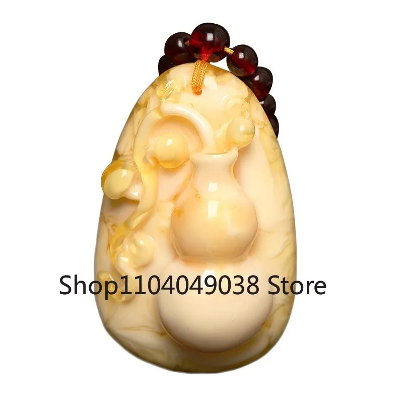 Желтое и белое ожерелье из янтарного пчелиного воска для мужчин женщин ювелирные