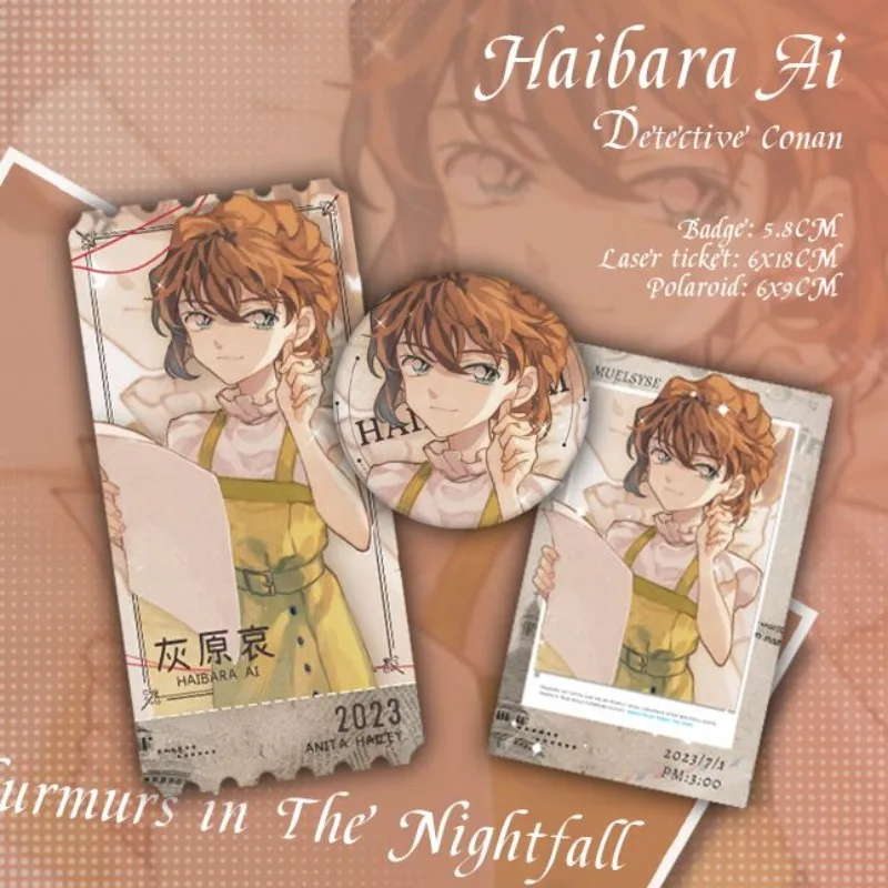 

Haibara Ai Anime Goods Detective Conan Ticket Stub Badge Card Set Pagination Mark Book Clip Collection Cartoon Bag Pendent Decor