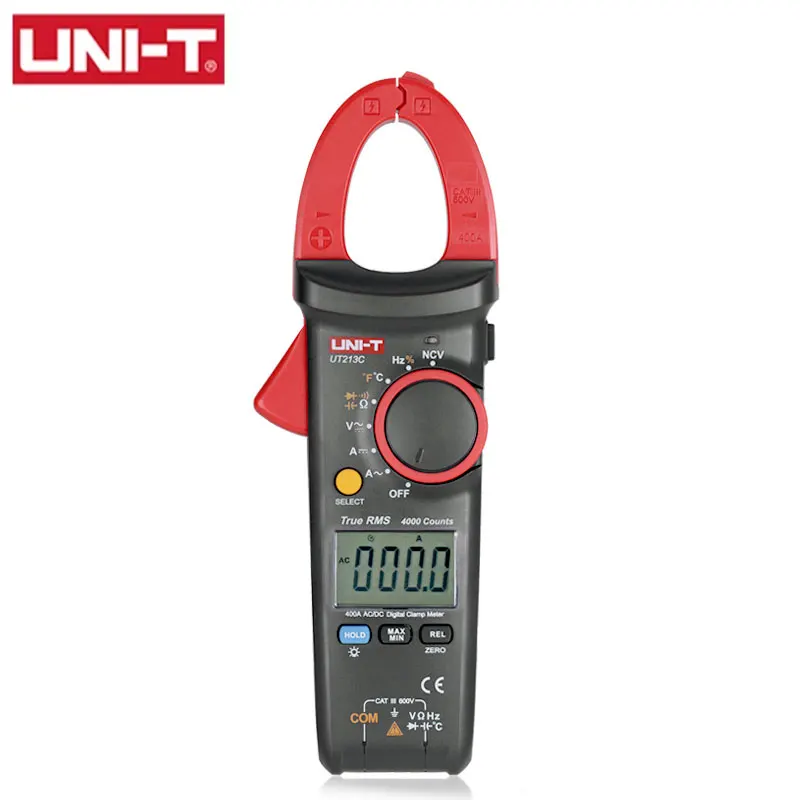

UNI-T UT213C Digital Clamp Meter Multimeter AC/DC 400.0A Voltage Current Resistance Capacitance Diode Continuity NCV Temperature
