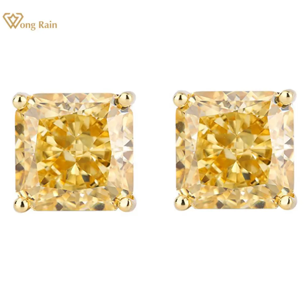 

Wong Rain 925 Sterling Silver Crushed Ice Cut Citrine High Carbon Diamonds Gemstone Ear Stud Earrings Fine Jewelry Wholesale